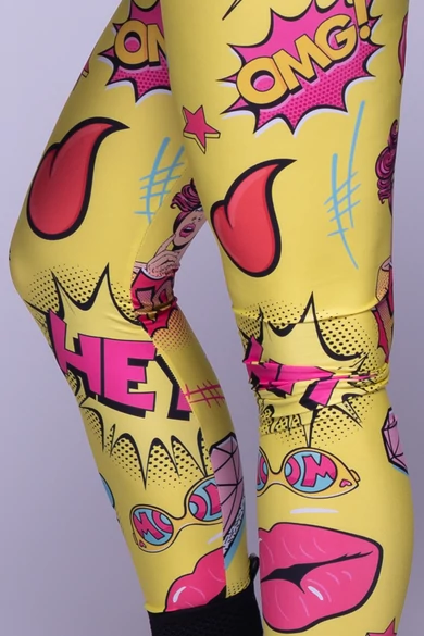 Női sárga pop art fitnesz leggings